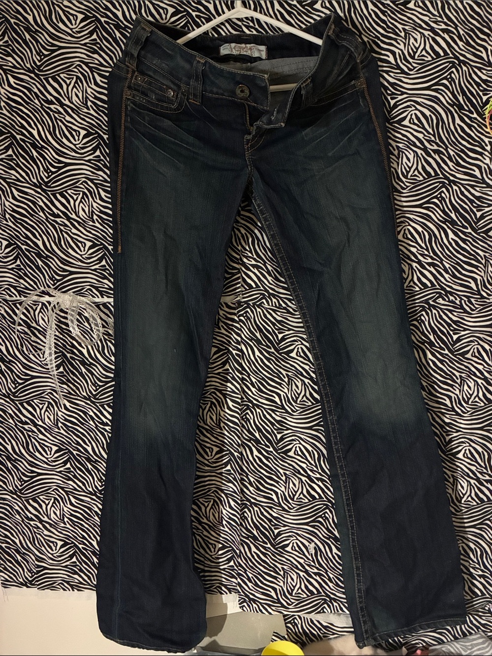 1921 dark blue bootcut low rise jeans